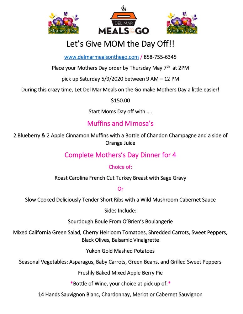 Mother's Day Menu