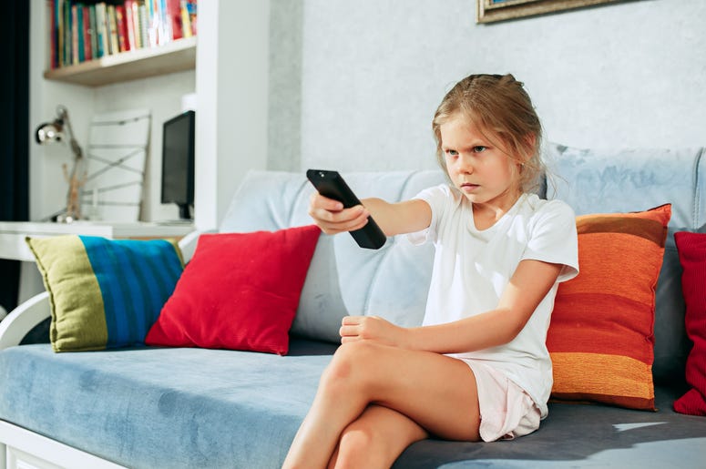 girl mad at tv
