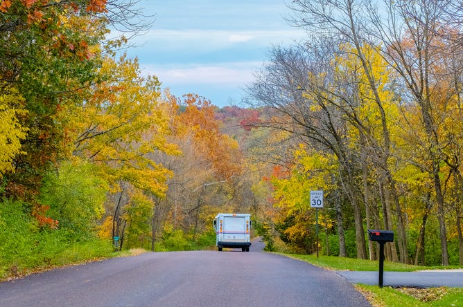 Fall colors along a road Fall colors along a road