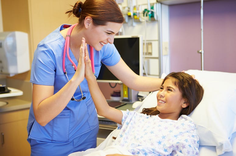 Young girl and nurse in the hospital Young girl and nurse in the hospital