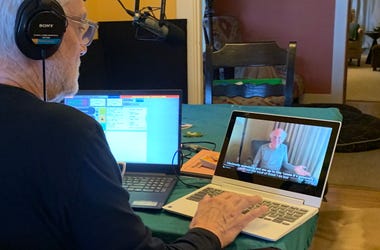 John staying at home broadcasting from the dining room John staying at home broadcasting from the dining room