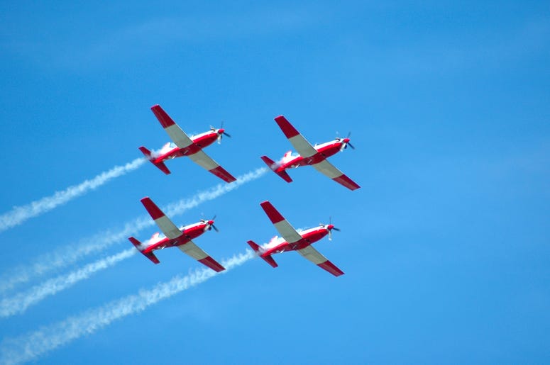 Vintage planes at an air show Vintage planes at an air show