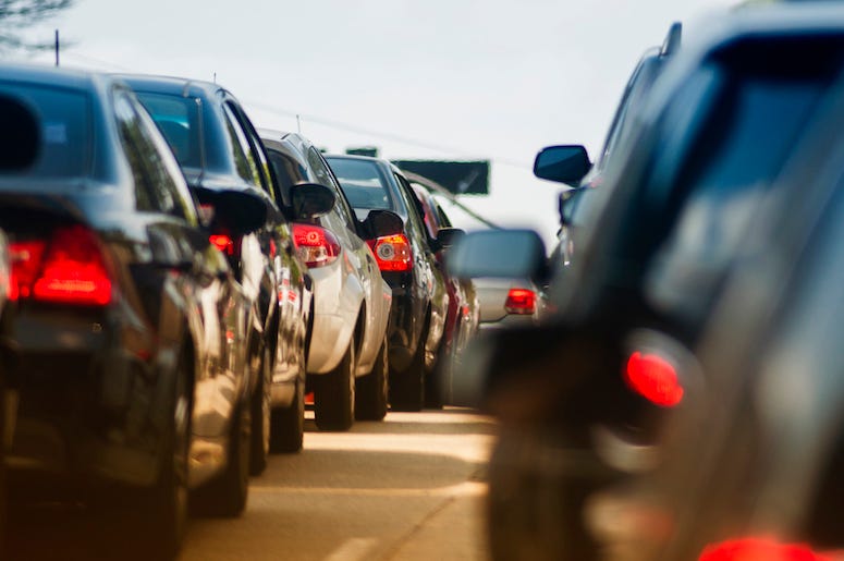 Traffic Jam, Narrow Street, Cars Traffic Jam, Narrow Street, Cars