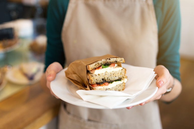 Waiter, Waitress, Food, Sandwich, Plate, Cafe Waiter, Waitress, Food, Sandwich, Plate, Cafe