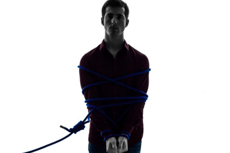 Guy Tied Up With Rope