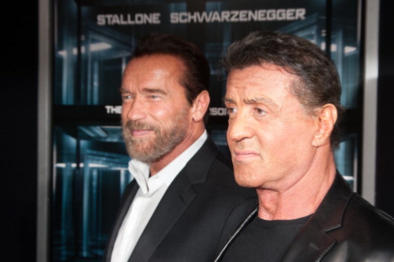 Actor Arnold Schwarzenegger and Sylvester Stallone