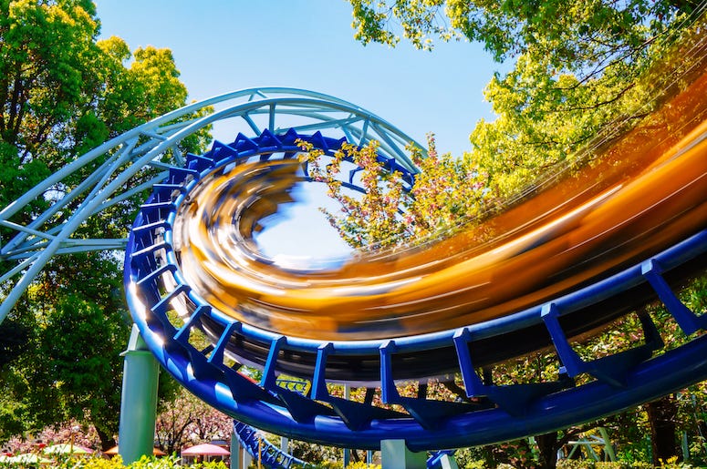 Roller Coaster, Amusement Park, Fast, Blurry Roller Coaster, Amusement Park, Fast, Blurry