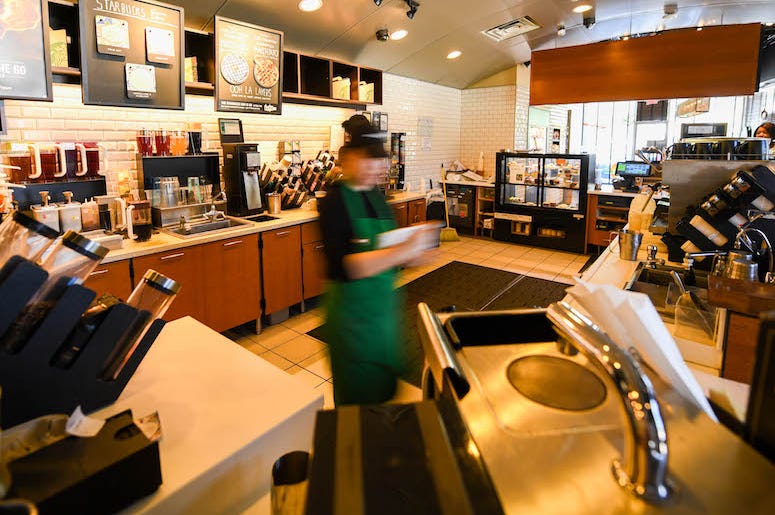 Starbucks, Counter, Store, Blurry, Employee Starbucks, Counter, Store, Blurry, Employee