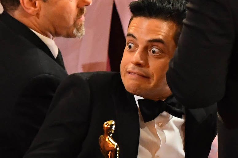 Rami Malek, Oscar, Trophy, 91st Academy Awards, Grimace, Funny Face Rami Malek, Oscar, Trophy, 91st Academy Awards, Grimace, Funny Face