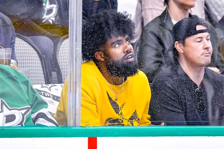 Ezekiel Elliott, Dallas Stars, Playoff Game, Front Row, St. Louis Blues, 2019 Ezekiel Elliott, Dallas Stars, Playoff Game, Front Row, St. Louis Blues, 2019