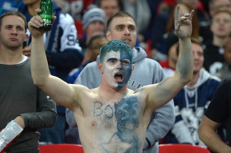 Dallas Cowboys, Fan, Shirtless, Face Paint, Body Paint, Beer, Cheering Dallas Cowboys, Fan, Shirtless, Face Paint, Body Paint, Beer, Cheering