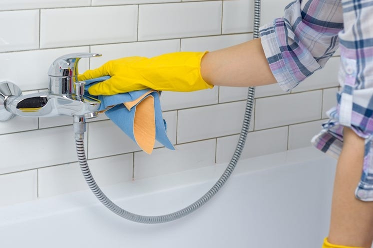 Maid, Woman, Cleaning, Bathroom, Rubber Gloves Maid, Woman, Cleaning, Bathroom, Rubber Gloves