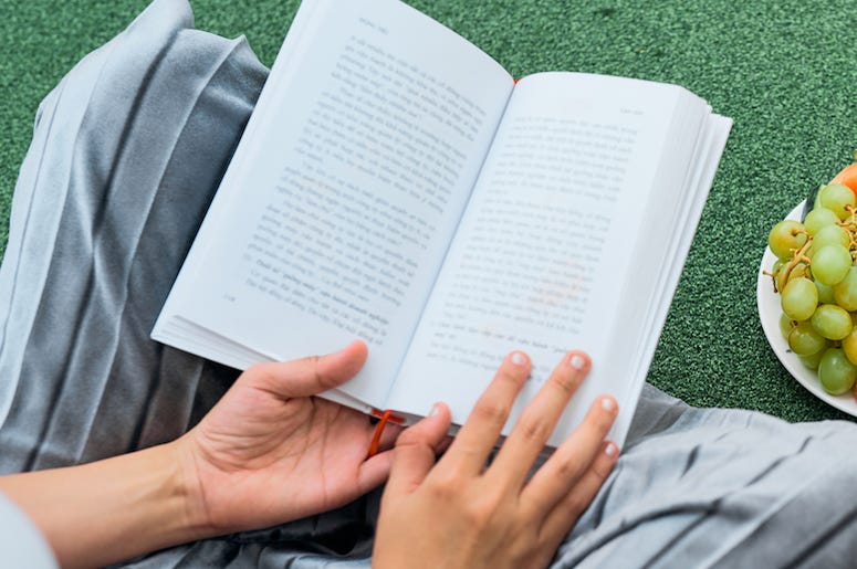Reading, Book, Outdoors, Snacks Reading, Book, Outdoors, Snacks