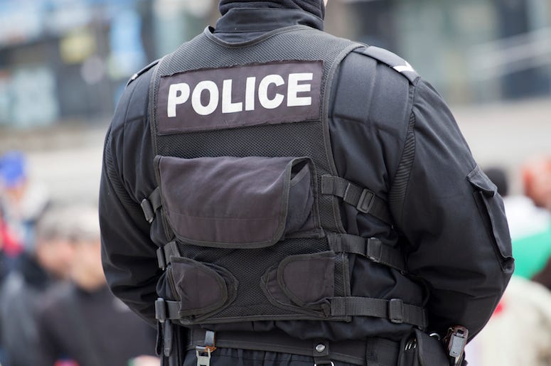 Police Officer, Uniform, Back, Detail, Street Police Officer, Uniform, Back, Detail, Street