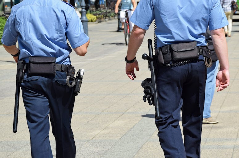 Police, Officers, Walking, Blue Uniform Police, Officers, Walking, Blue Uniform