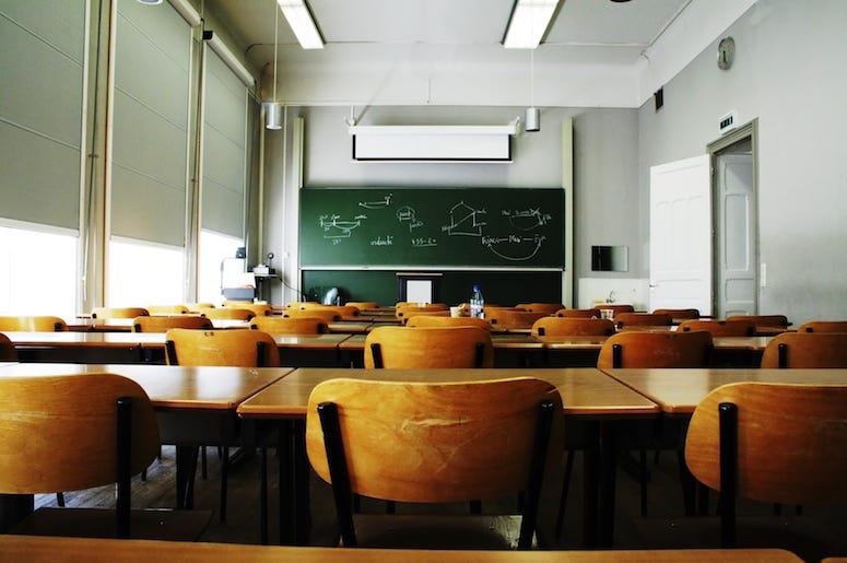 Empty, Classroom, Desks, Chalkboard Empty, Classroom, Desks, Chalkboard