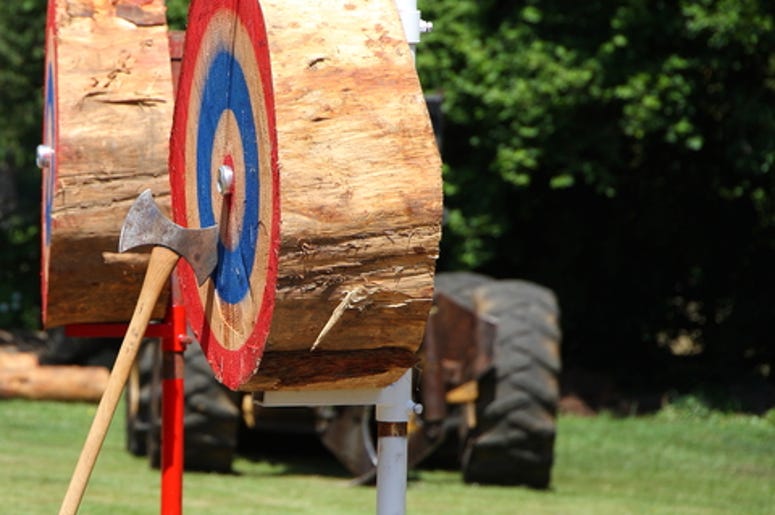 Axe on a painted target