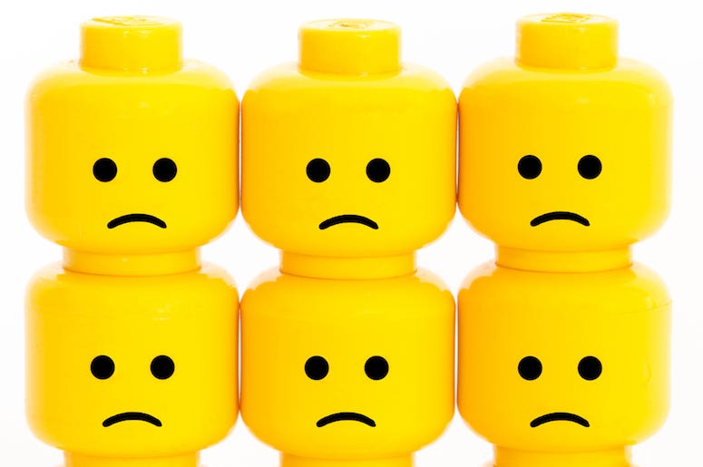 Lego Heads, Male, Sad Face Lego Heads, Male, Sad Face