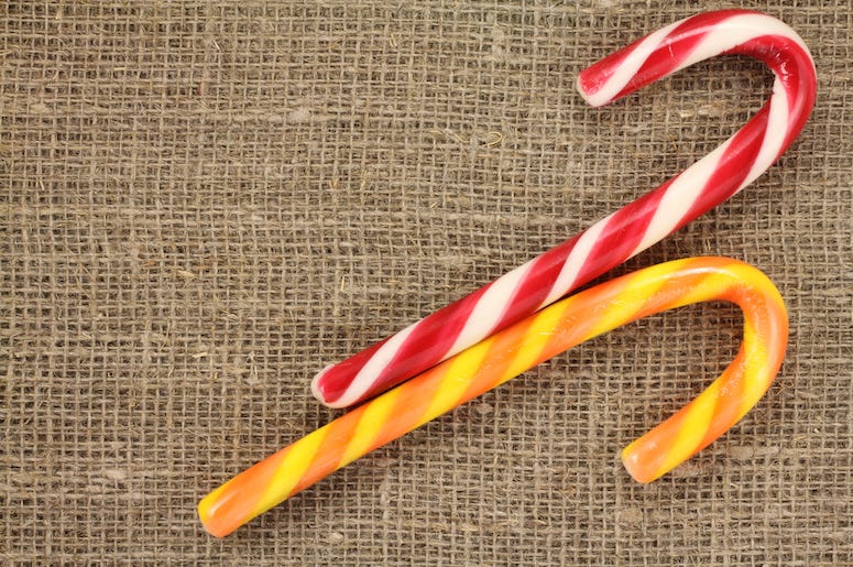 Candy Canes, Tablecloth, Red, White, Orange, Yellow Candy Canes, Tablecloth, Red, White, Orange, Yellow