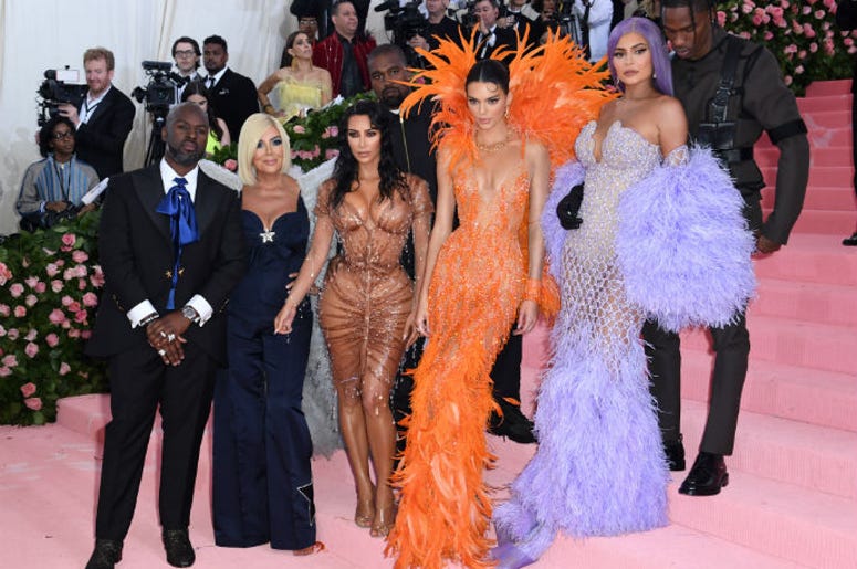 Corey Gamble, Kris Jenner, Kim Kardashian-West, Kanye West, Kendall Jenner, Kylie Jenner and Travis Scott