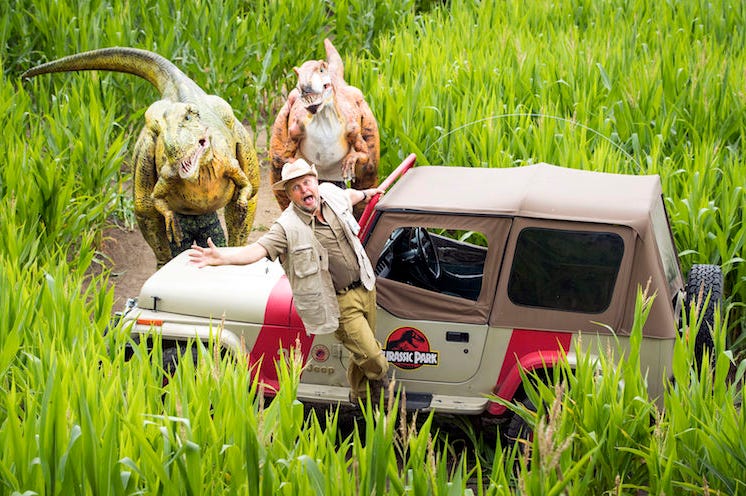 Tom Pearcy, Jurassic Park, Dinosuars, Maze, Costume, Jeep Tom Pearcy, Jurassic Park, Dinosuars, Maze, Costume, Jeep