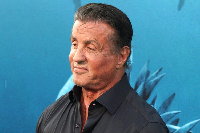 Sylvester Stallone, Red Carpet, The Meg, Premiere, Black Shirt, 2018 Sylvester Stallone, Red Carpet, The Meg, Premiere, Black Shirt, 2018