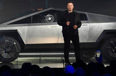 Tesla CEO Elon Musk unveils the Cybertruck. The cracked window glass occurred during a demonstration on the strength of the glass. Tesla CEO Elon Musk unveils the Cybertruck. The cracked window glass occurred during a demonstration on the strength of the glass.