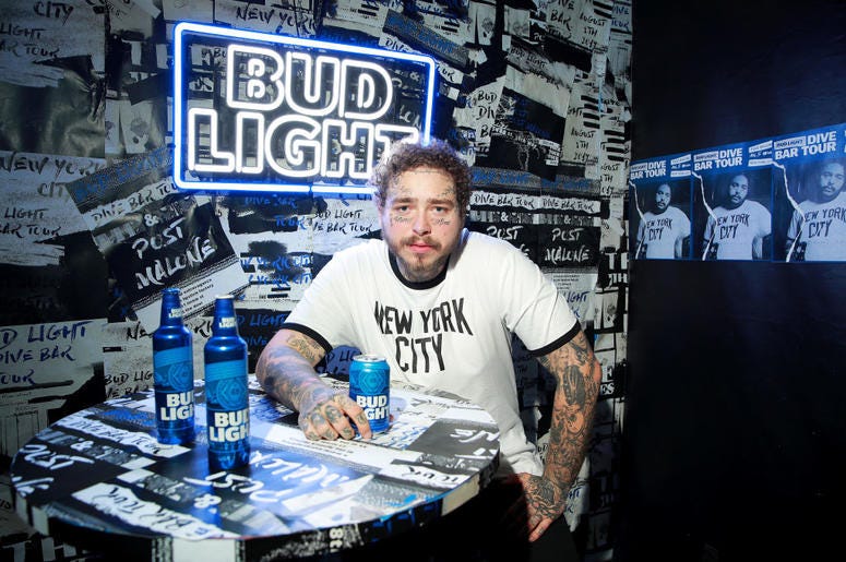 Post Malone with a Bud Light