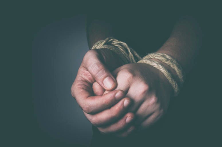 Man, Tied Hands, Rope Man, Tied Hands, Rope