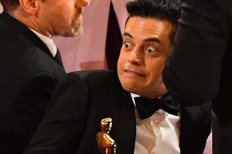 Rami Malek, Oscar, Trophy, 91st Academy Awards, Grimace, Funny Face Rami Malek, Oscar, Trophy, 91st Academy Awards, Grimace, Funny Face