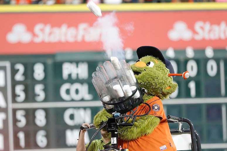 Houston Astros, Orbit, T-Shirt Cannon, Shooting Houston Astros, Orbit, T-Shirt Cannon, Shooting