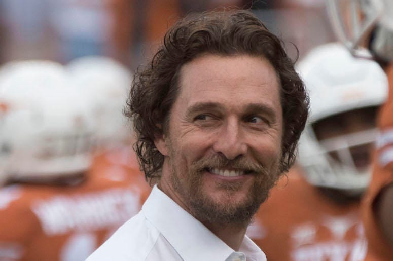 Matthew McConaughey, Texas Longhorns, Football, Smile, 2016 Matthew McConaughey, Texas Longhorns, Football, Smile, 2016