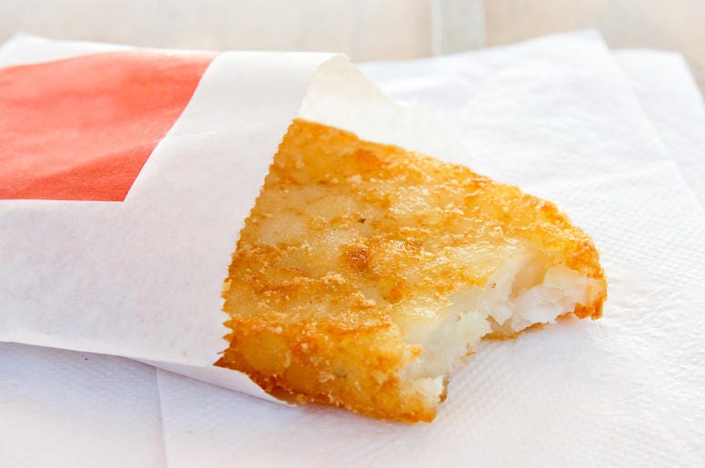 Hash Brown, Fast Food, Partially Eaten, McDonald's Hash Brown, Fast Food, Partially Eaten, McDonald's
