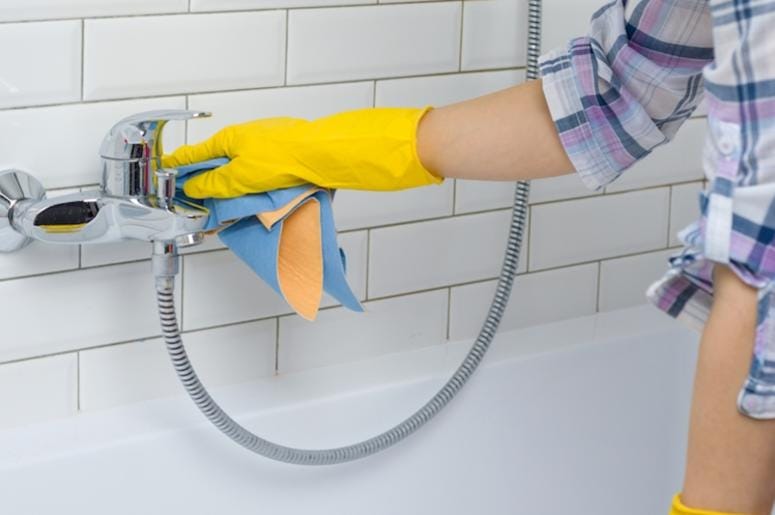 Maid, Woman, Cleaning, Bathroom, Rubber Gloves Maid, Woman, Cleaning, Bathroom, Rubber Gloves