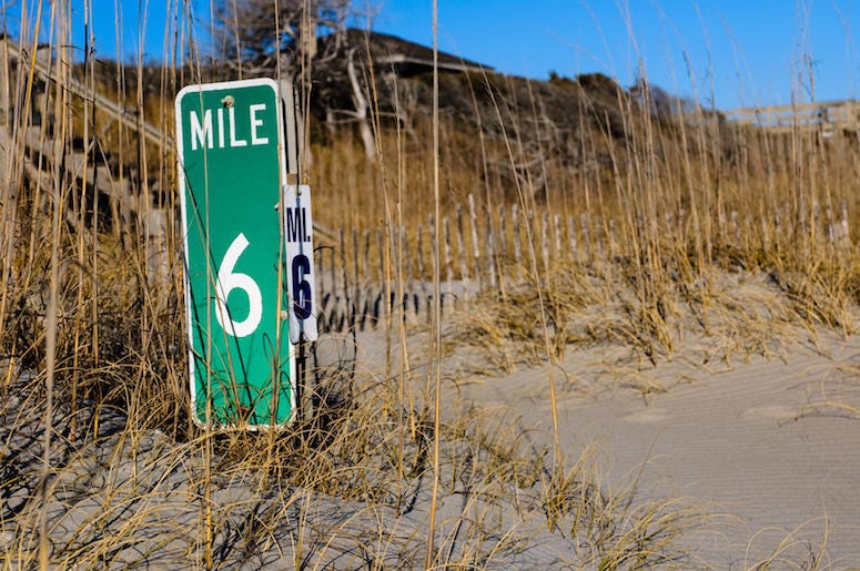 Mile Marker, Sand, Grass, Beach Dunes Mile Marker, Sand, Grass, Beach Dunes