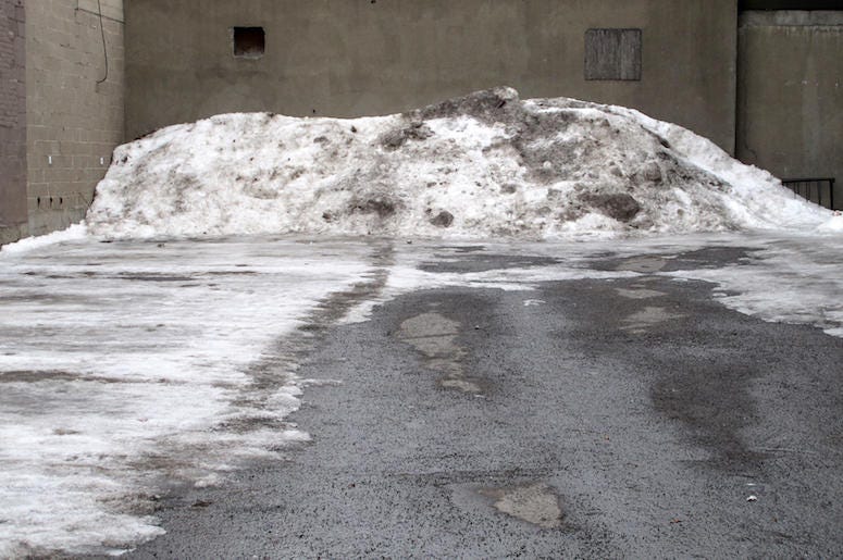 Dirty Snow, Concrete, Downtown, City, Street, Plowed, Dirt Dirty Snow, Concrete, Downtown, City, Street, Plowed, Dirt