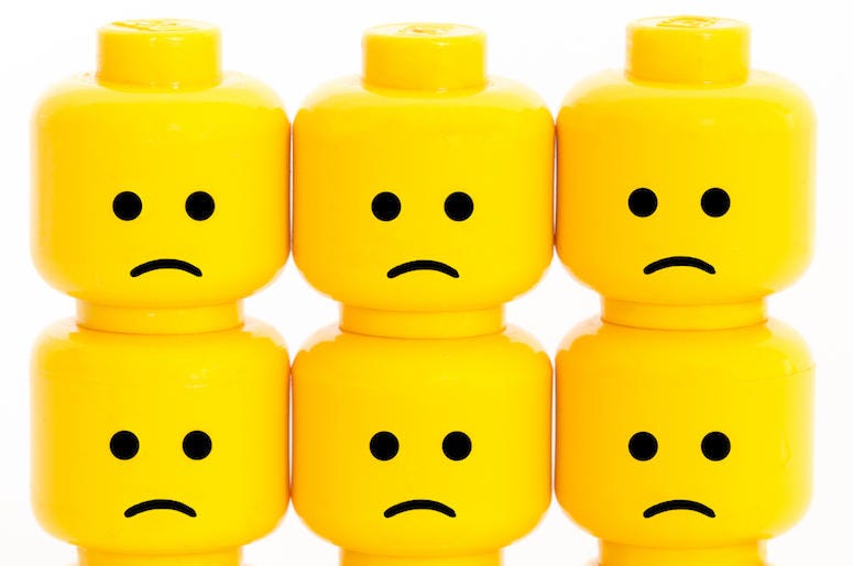 Lego Heads, Male, Sad Face Lego Heads, Male, Sad Face