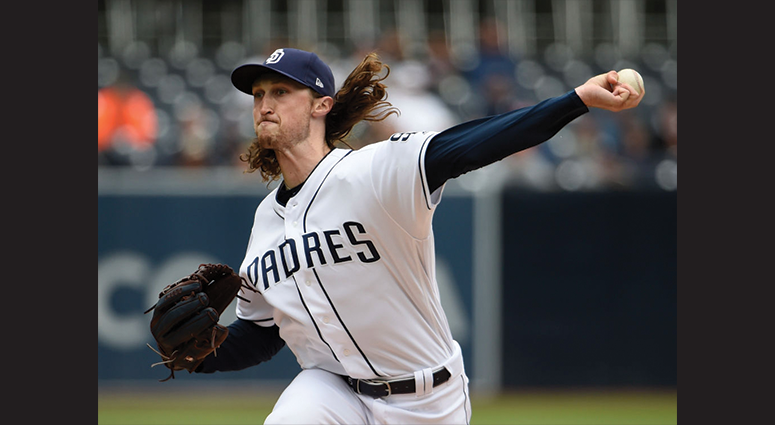 Matt Strahm #55 of the San Diego Padres pitches during the first inning of a baseball game against the New York Mets at Petco Park May 8, 2019 in San Diego, California. (Photo by Denis Poroy/Getty Images)