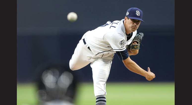 Cal Quantrill #40 of the San Diego Padres pitches during the first inning of a game against the New York Metsat PETCO Park on May 07, 2019 in San Diego, California. (Photo by Sean M. Haffey/Getty Images)