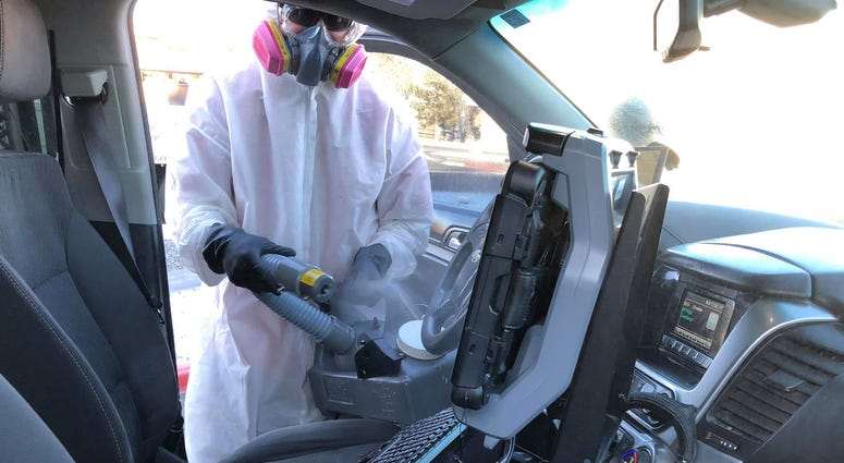 Summit Restoration disinfects first responder vehicles Summit Restoration