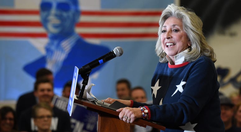 Nevada Congresswoman Dina Titus speaks at a rally for Joe Biden in 2020