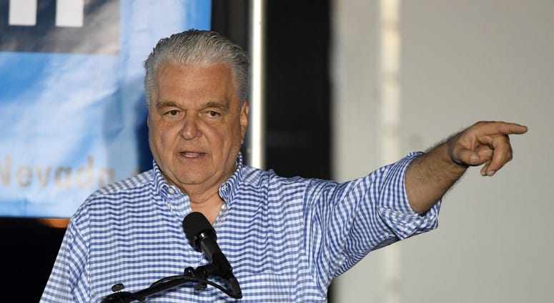 Clark County Commission Chairman and Democratic gubernatorial candidate Steve Sisolak speaks at a get-out-the-vote rally at First Friday in the Downtown Las Vegas Arts District on the final day of in-person early voting in Nevada on November 02, 2018