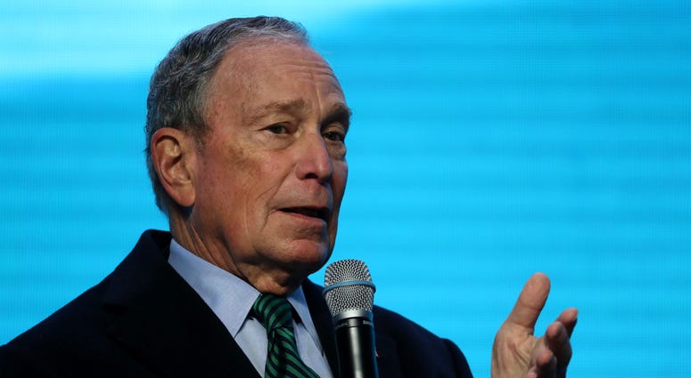 Democratic presidential candidate former New York City mayor Michael Bloomberg speaks during a discussion about climate change with former California Gov. Jerry Brown during the American Geophysical Union Conference on December 11, 2019