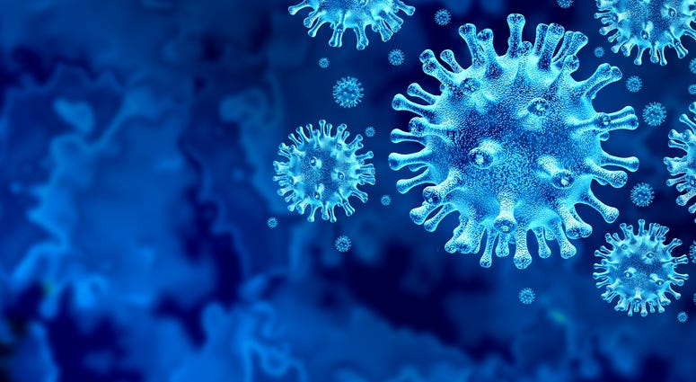 Coronavirus virus outbreak and coronaviruses influenza background as dangerous flu strain cases as a pandemic medical health risk concept with disease cells as a 3D rende