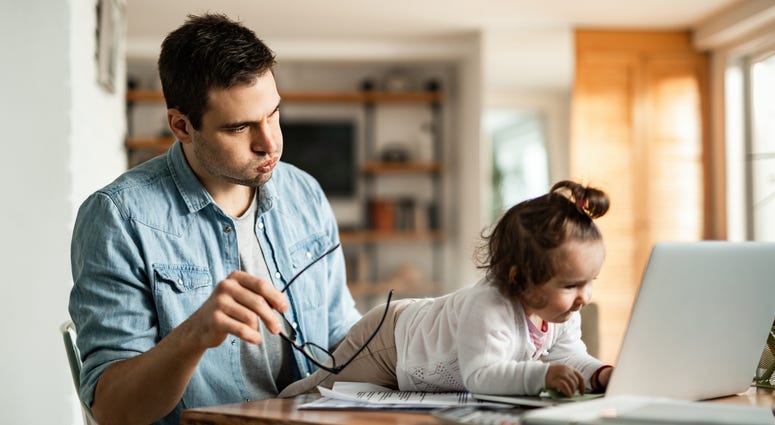 Stressed out dad working from home