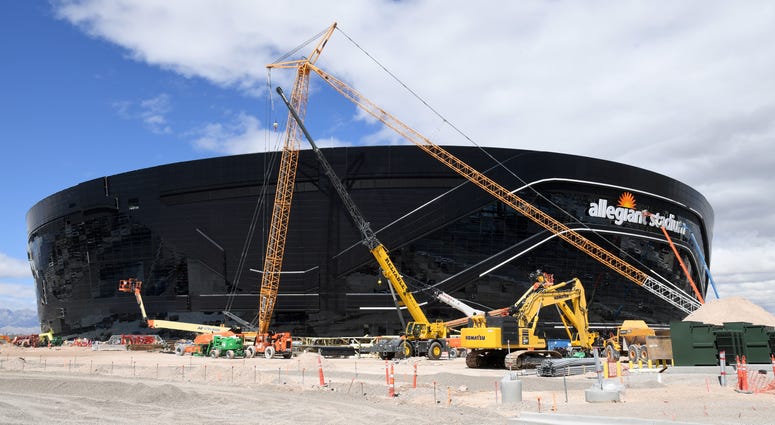 Construction continues at Allegiant Stadium, the USD 2 billion, glass-domed future home of the Las Vegas Raiders