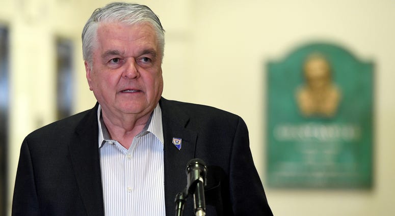 Nevada Gov. Steve Sisolak speaks during a news conference on the state's response to the coronavirus outbreak at the Grant Sawyer State Office Building on March 17, 2020