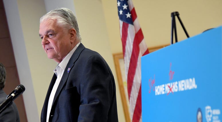 Nevada Gov. Steve Sisolak speaks during a news conference on the state's response to the coronavirus outbreak at the Grant Sawyer State Office Building on March 17, 2020 in Las Vegas, Nevada
