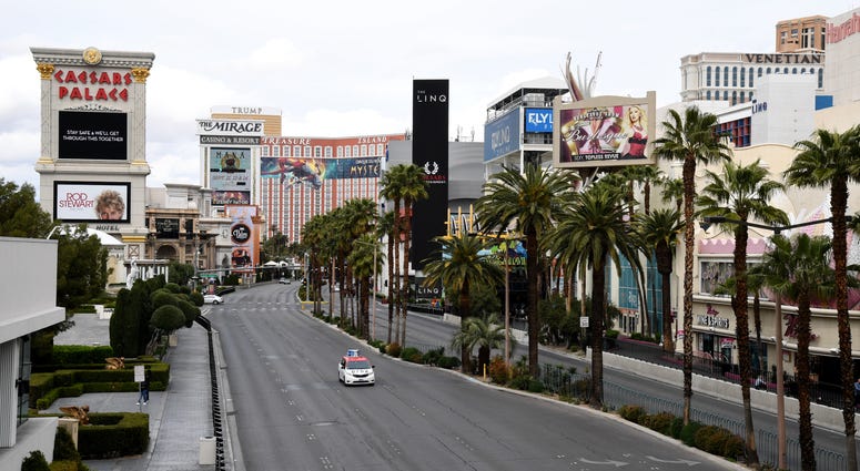 Scenes of an empty Las Vegas Strip