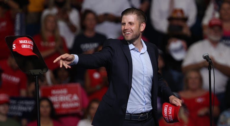 Eric Trump, Donald Trump's son, attends a MAGA rally